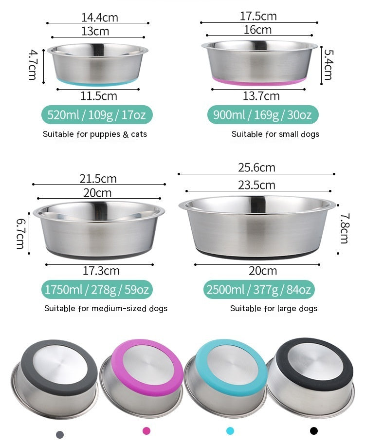 Silicone Stainless Steel Pet Feeding And Drinking Bowl