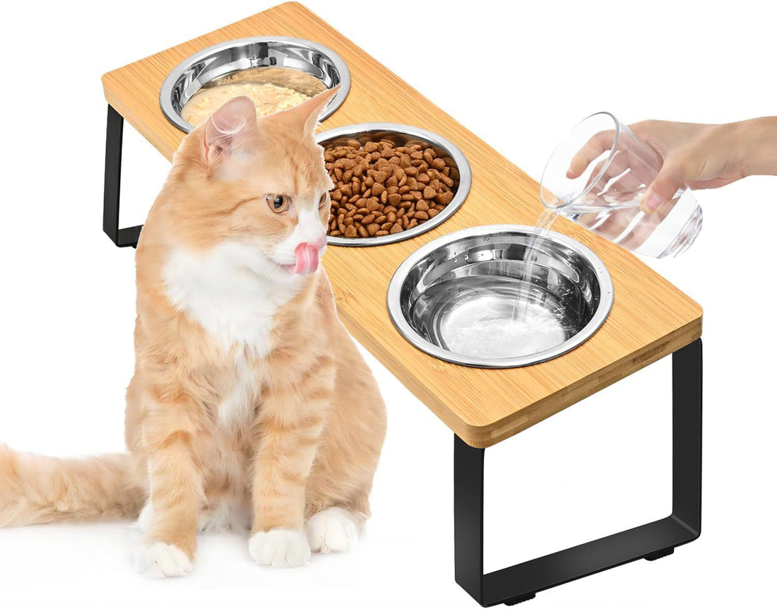 Wood And Iron Pet Feeding Bowl Stand Rack Syste