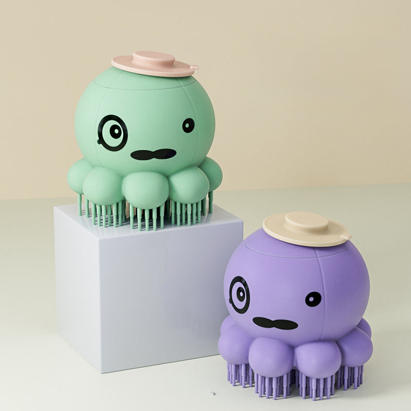 Pet Silicone Bath Massage Brush With Body Wash Tool