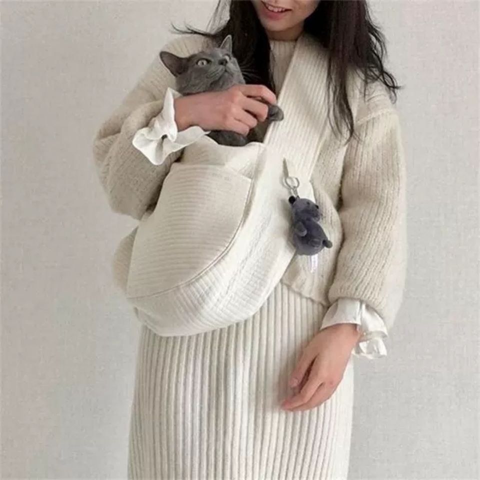 Pet Handmade Canvas Carrier Shoulder Bag Breathable Travel Tote