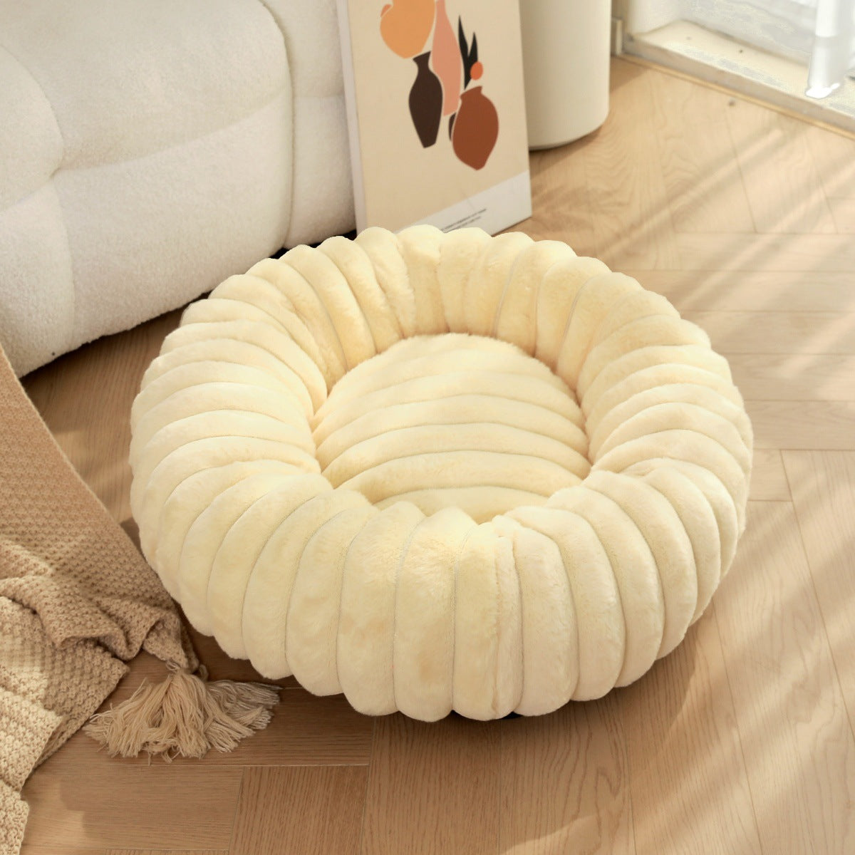 Plush Round Warm Winter Pet Nest Mat Bed