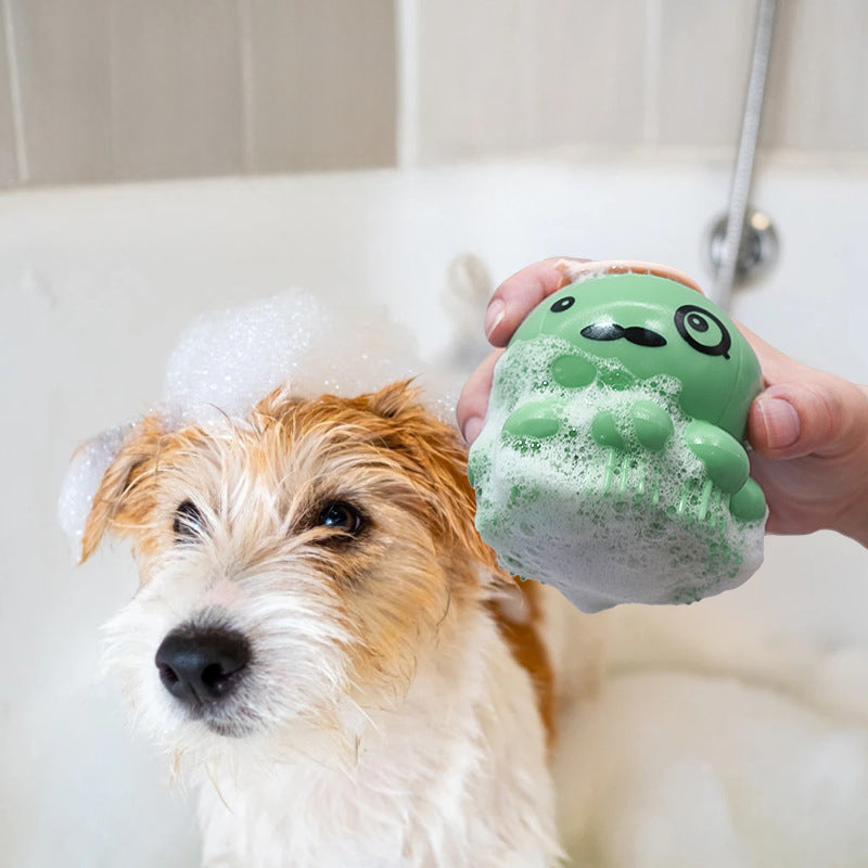 Pet Silicone Bath Massage Brush With Body Wash Tool