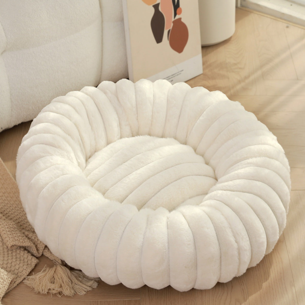 Plush Round Warm Winter Pet Nest Mat Bed