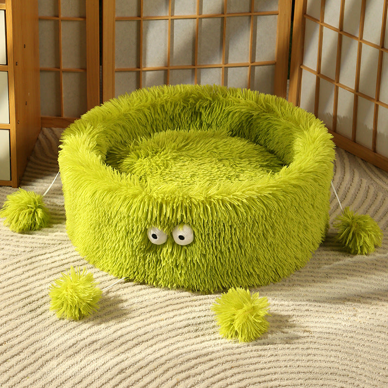 Winter Warm Cute Monster Round Pet Bed