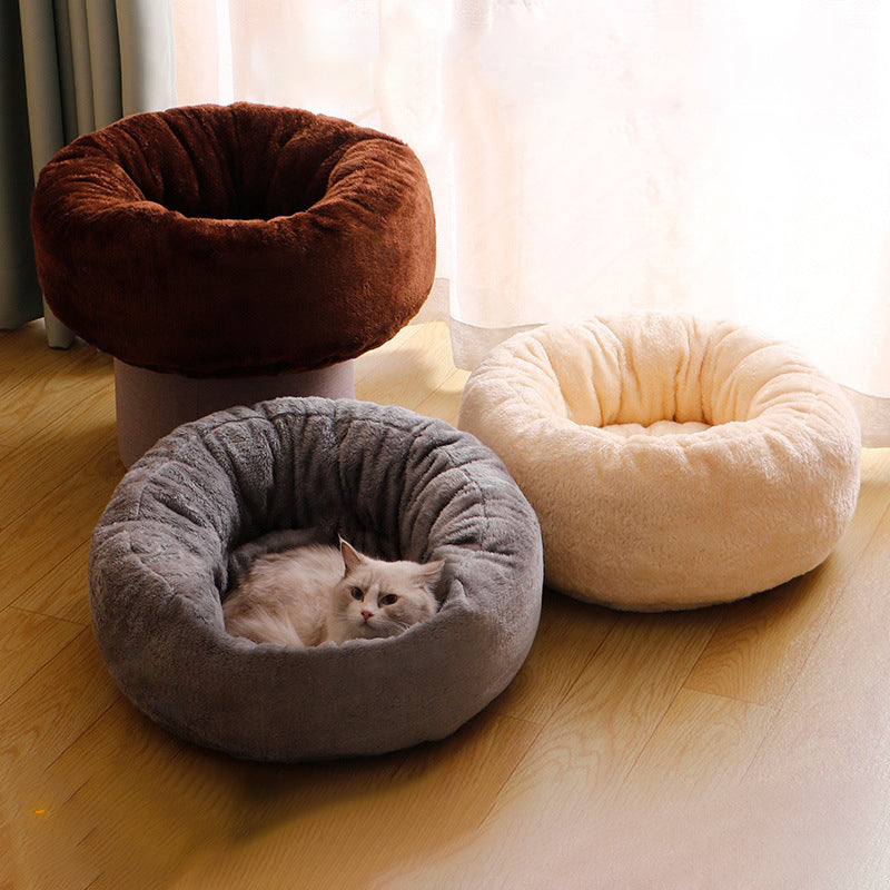 Plush Donut Round Warm Pet Kennel Cushion
