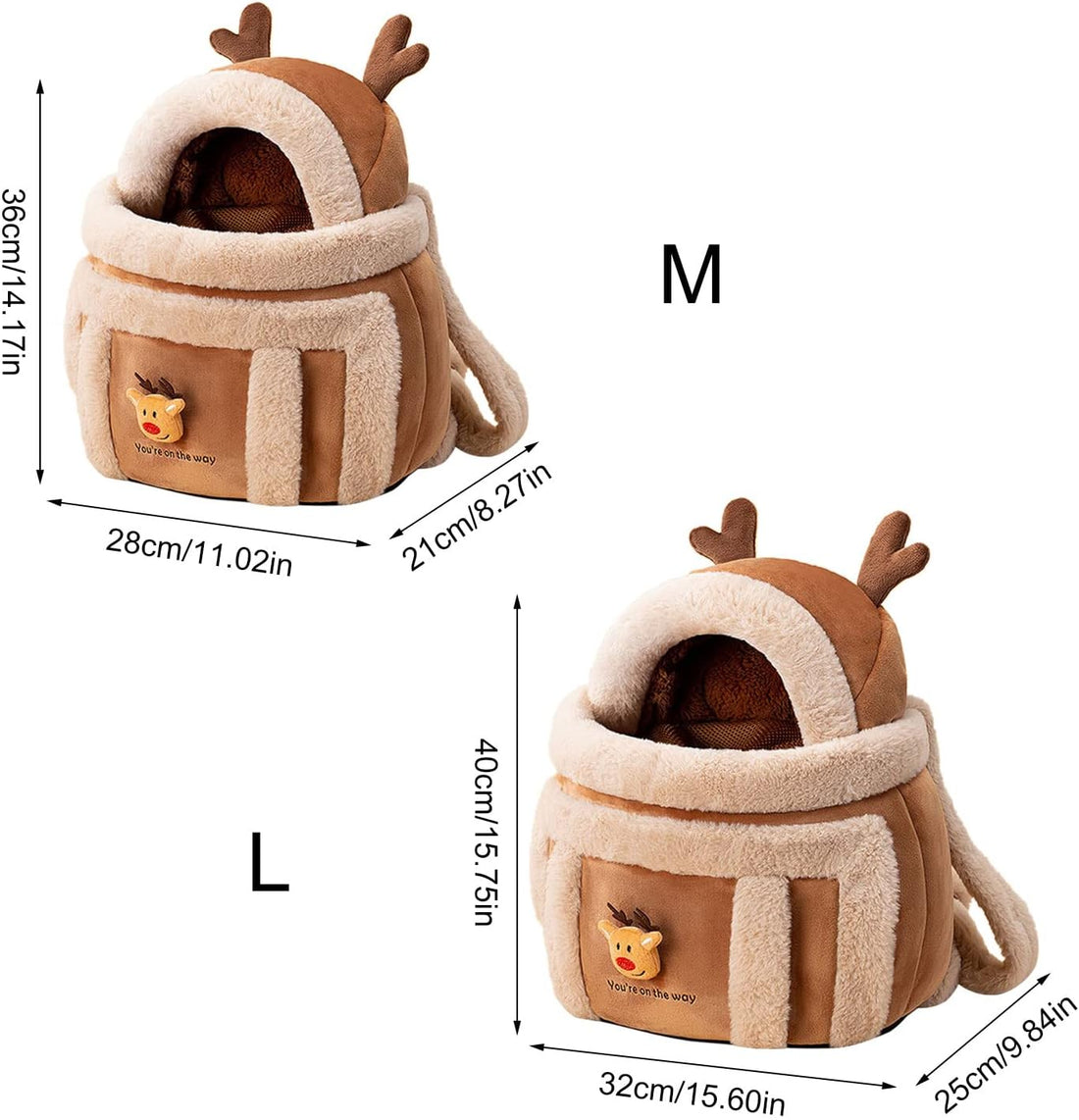 Pet Plush Winter Travel Backpack Carrier Bag With Hand Warmers