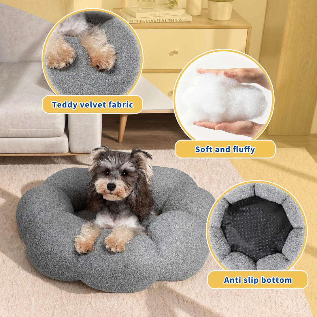 Fluffy Round Plush Pet Calming Donut Bed