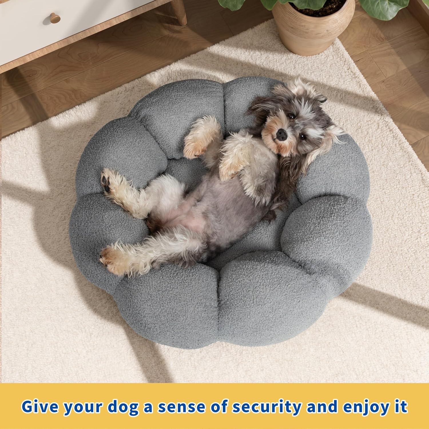 Fluffy Round Plush Pet Calming Donut Bed