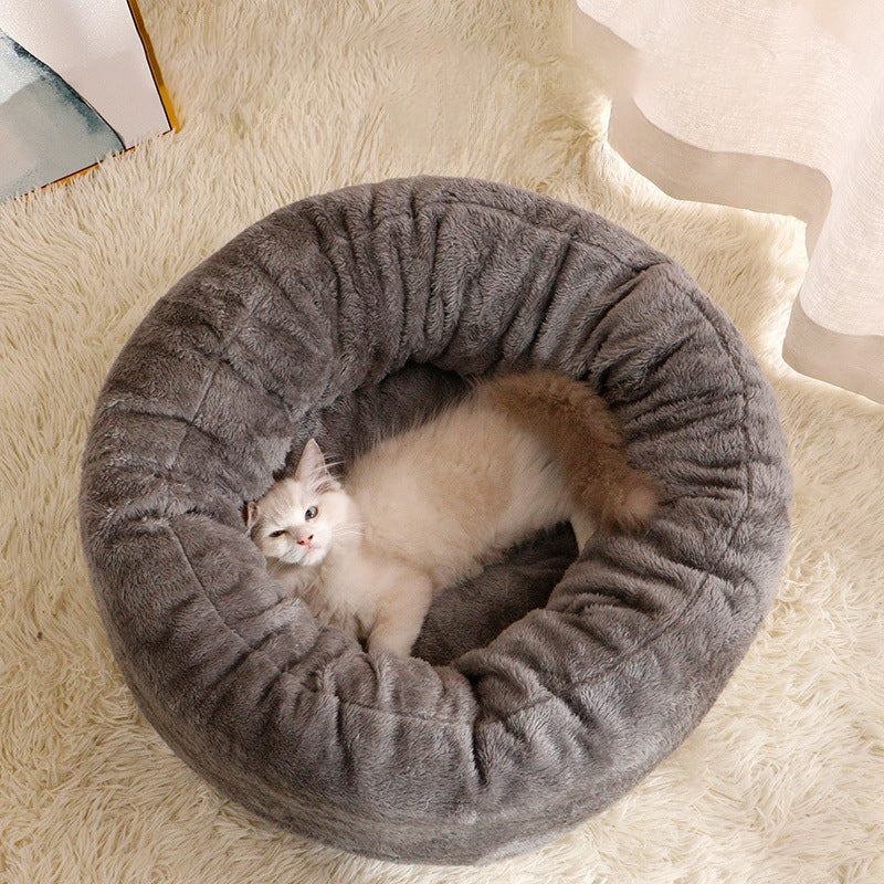 Plush Donut Round Warm Pet Kennel Cushion