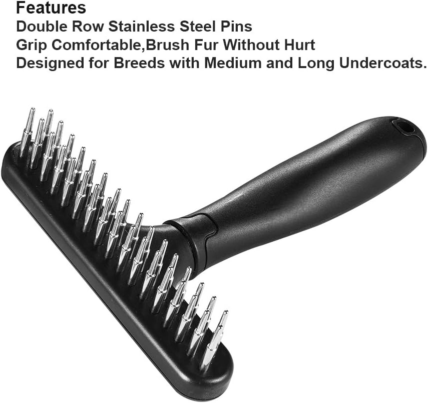 Pet Double Row Rake Shedding And Dematting Comb Tool