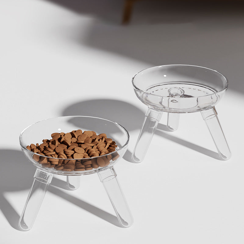 Pet Anti-Knock Transparent Glass Feeding And Drinking Bowl