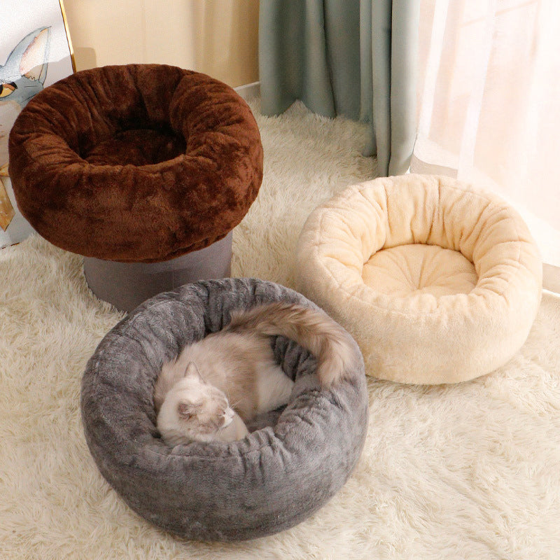 Plush Donut Round Warm Pet Kennel Cushion