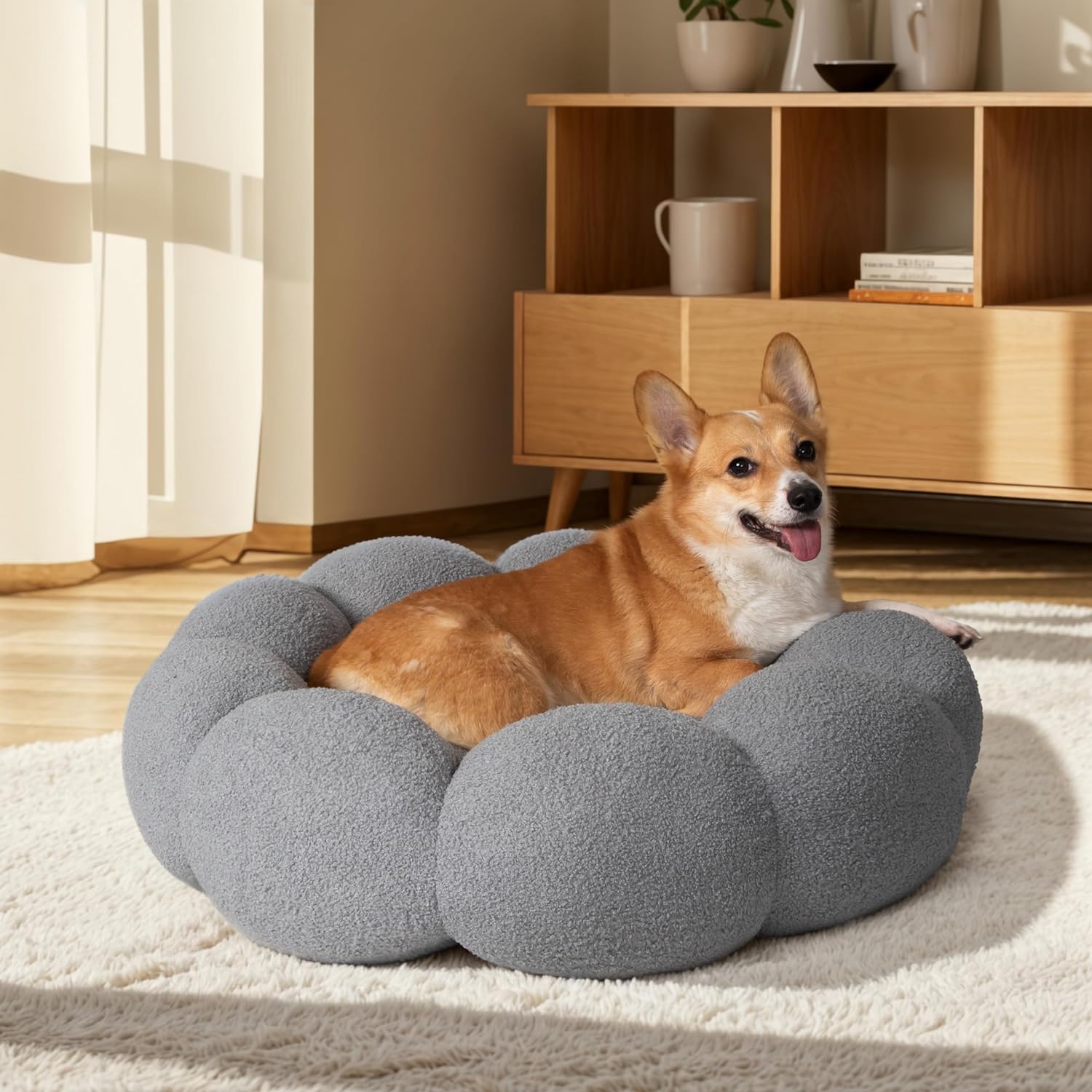 Fluffy Round Plush Pet Calming Donut Bed