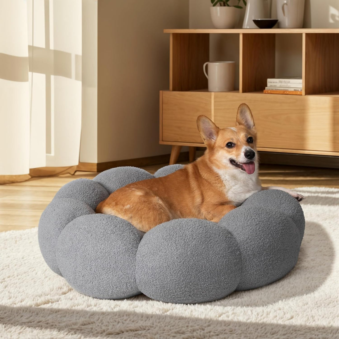 Fluffy Round Plush Pet Calming Donut Bed