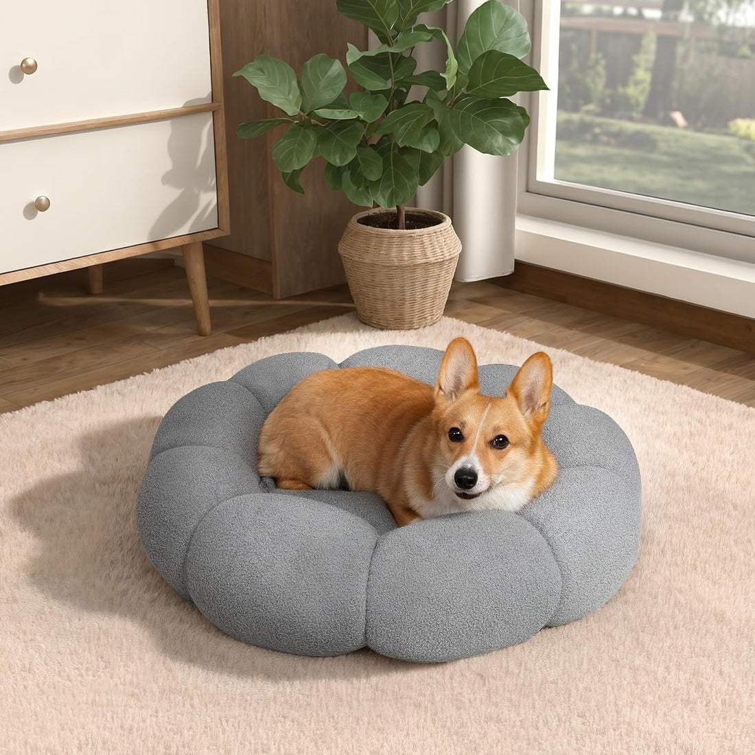 Fluffy Round Plush Pet Calming Donut Bed