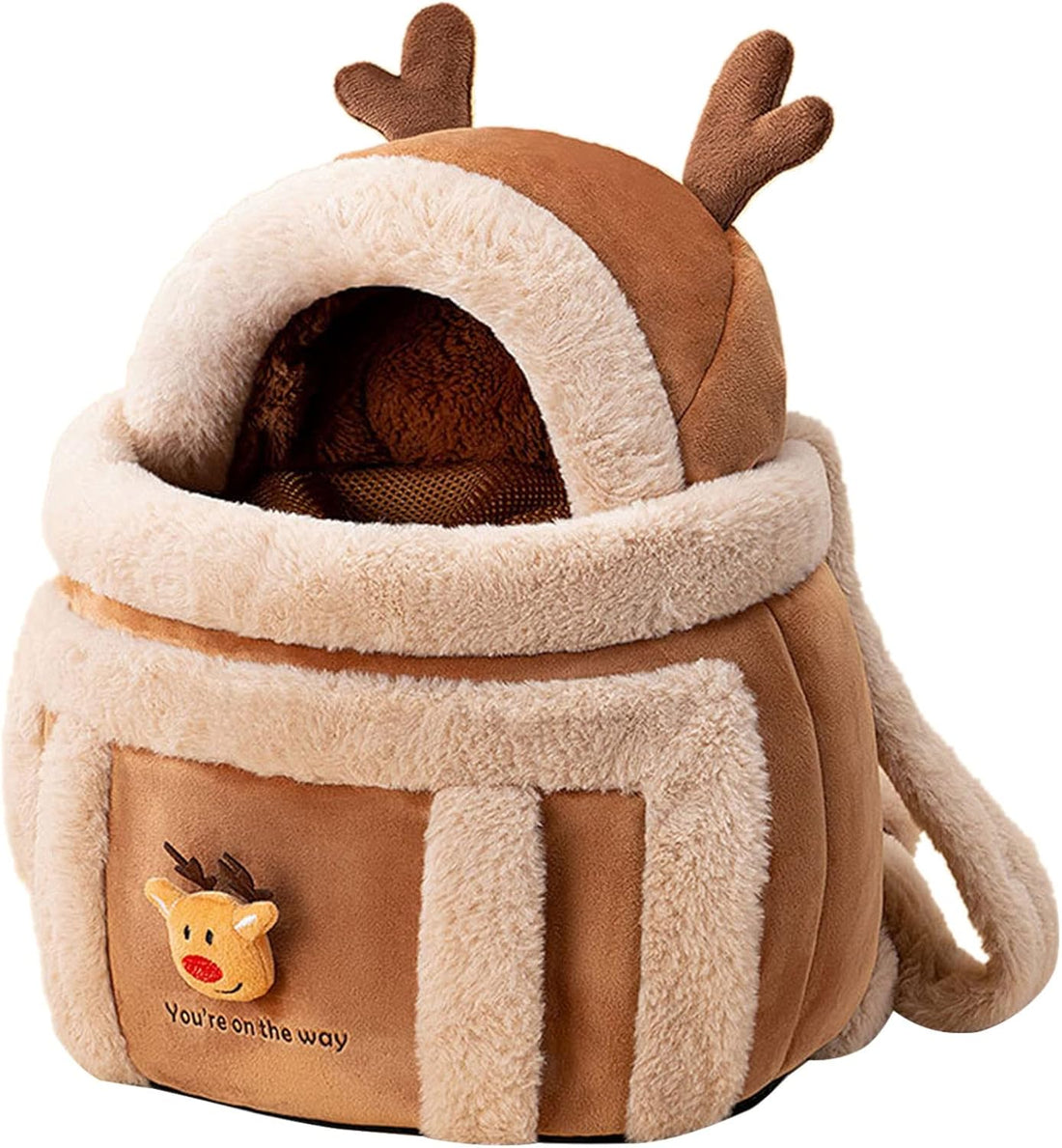 Pet Plush Winter Travel Backpack Carrier Bag With Hand Warmers