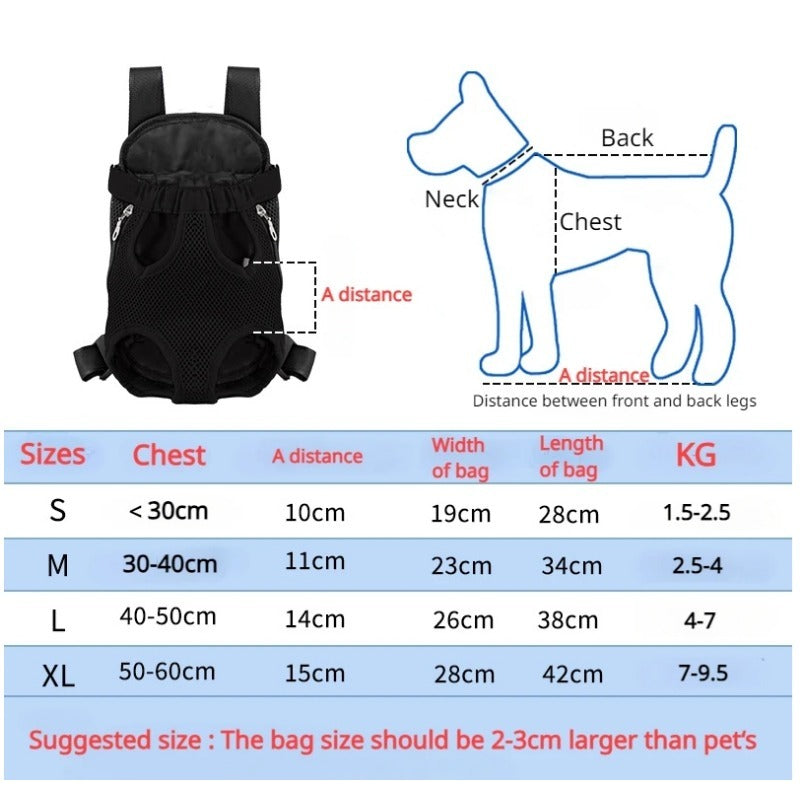 Pet Breathable Adjustable Front Carrier Backpack For Travel Hiking