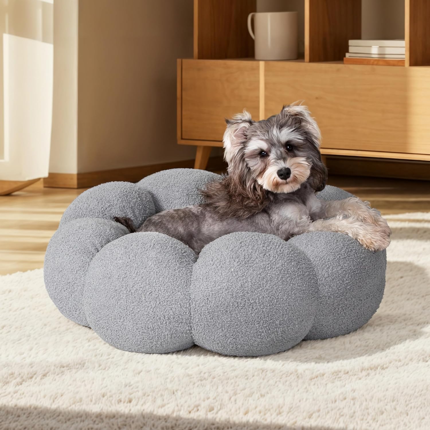 Fluffy Round Plush Pet Calming Donut Bed