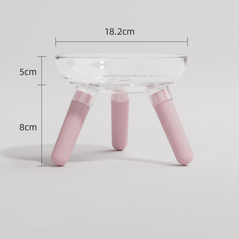 Pet Anti-Knock Transparent Glass Feeding And Drinking Bowl