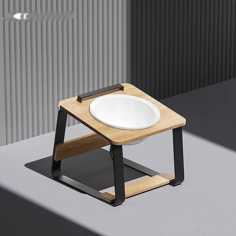 Pet Ceramic Double Bowl Feeding And Water Holder Set