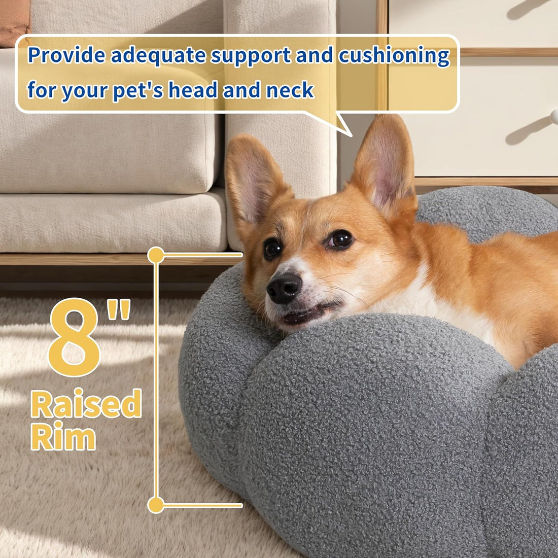 Fluffy Round Plush Pet Calming Donut Bed