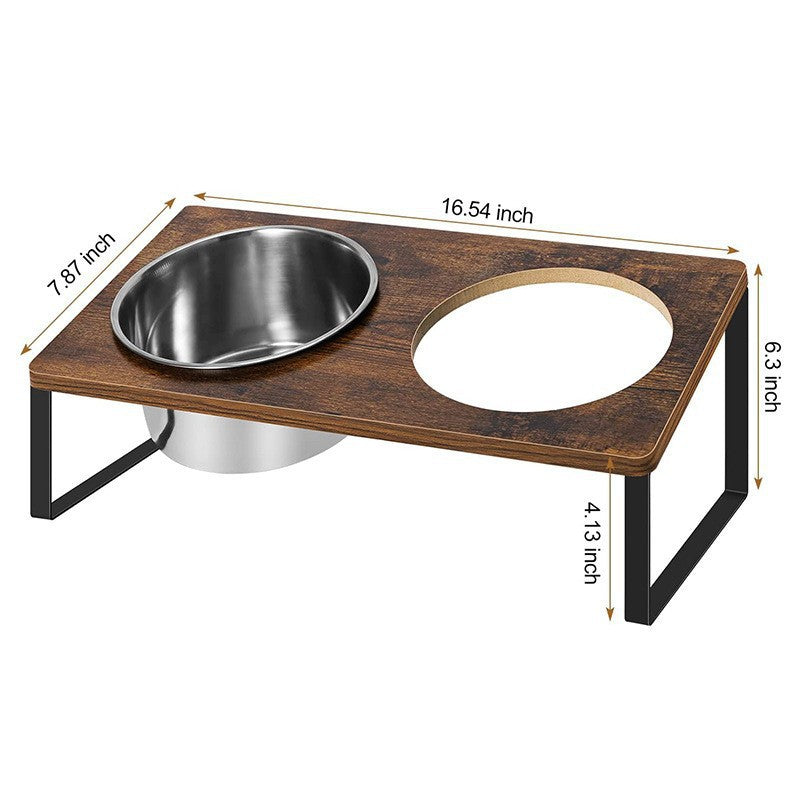 Wood And Iron Pet Feeding Bowl Stand Rack Syste