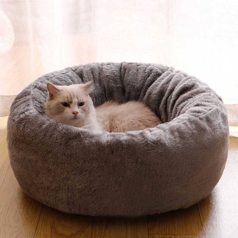 Plush Donut Round Warm Pet Kennel Cushion