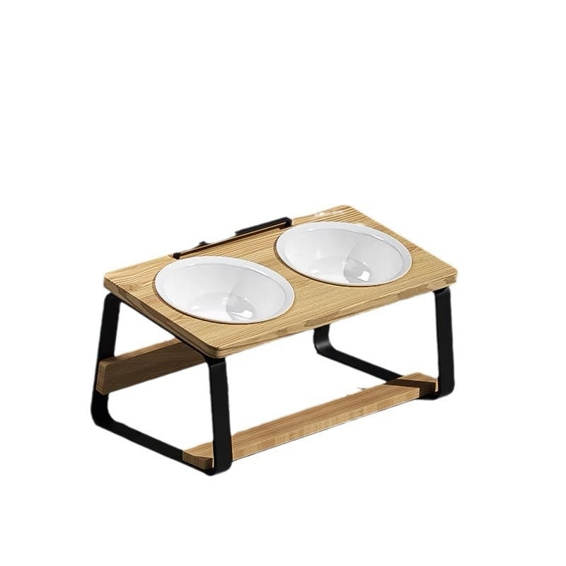 Pet Ceramic Double Bowl Feeding And Water Holder Set