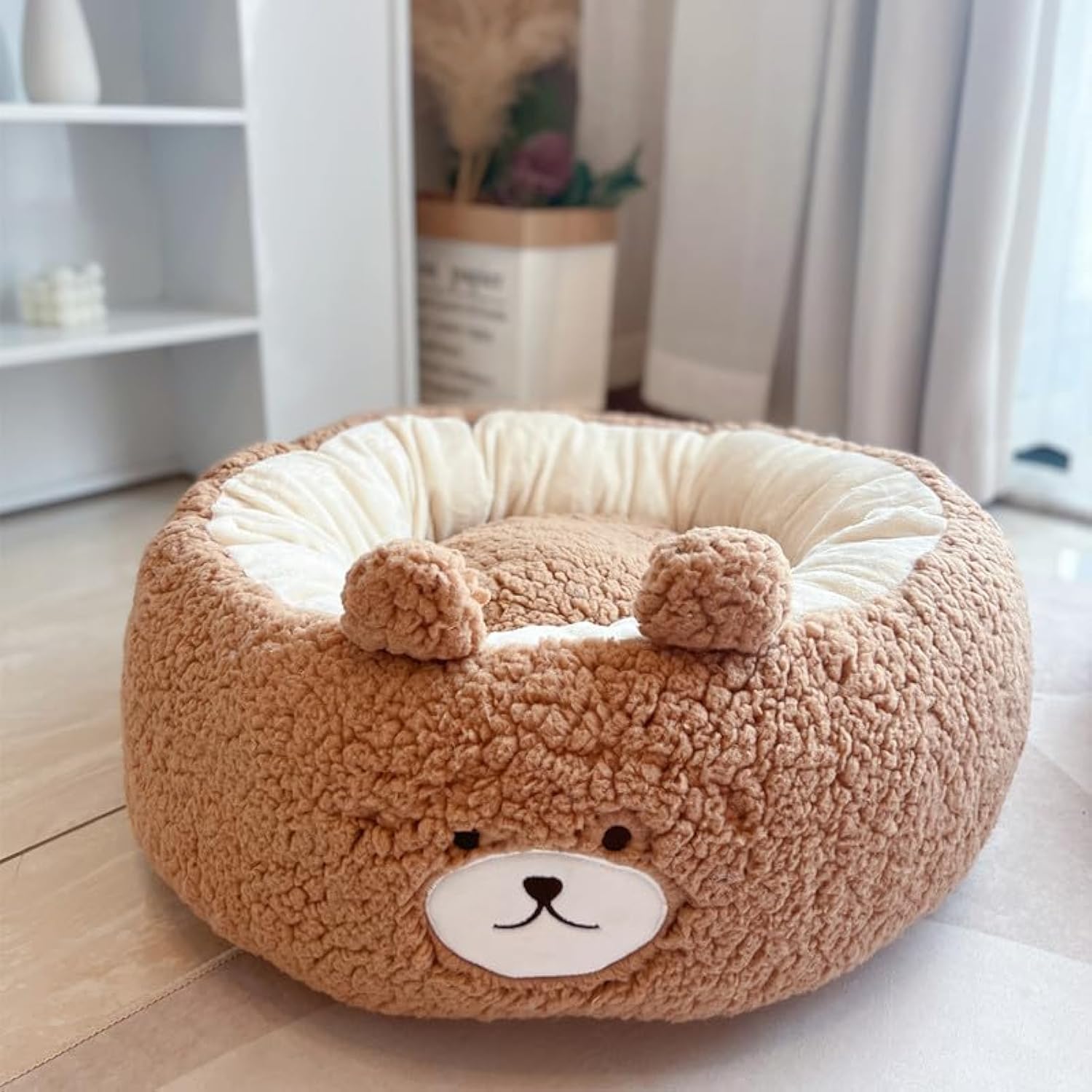 Cartoon Plush Pet Round Bed All Season Cushion