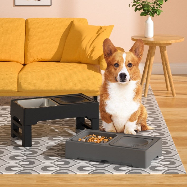 Adjustable Stainless Steel Pet Double Feeding Bowl Stand